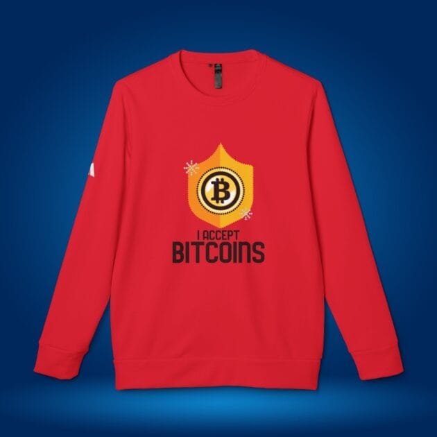 I Accept Bitcoins adidas Sweatshirt - Unisex Crypto Fleece Crewneck
