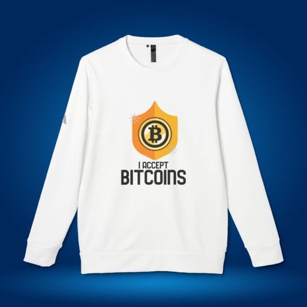 I Accept Bitcoins adidas Sweatshirt - Unisex Crypto Fleece Crewneck
