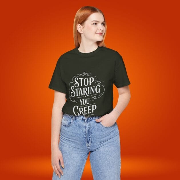 Sarcastic Women's Tee - "Stop Staring You Creep"